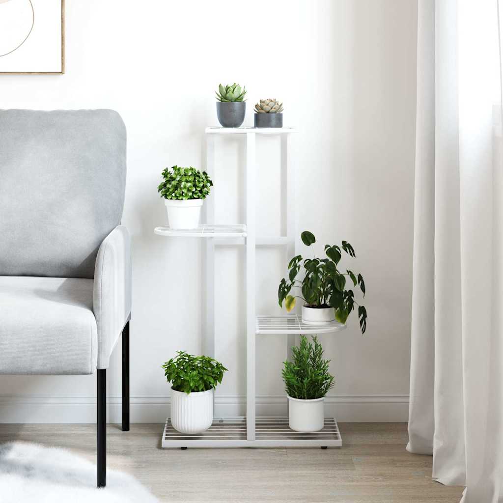 vidaXL Blumenständer 4-Etagen 43x22x76 cm Weiß Metall