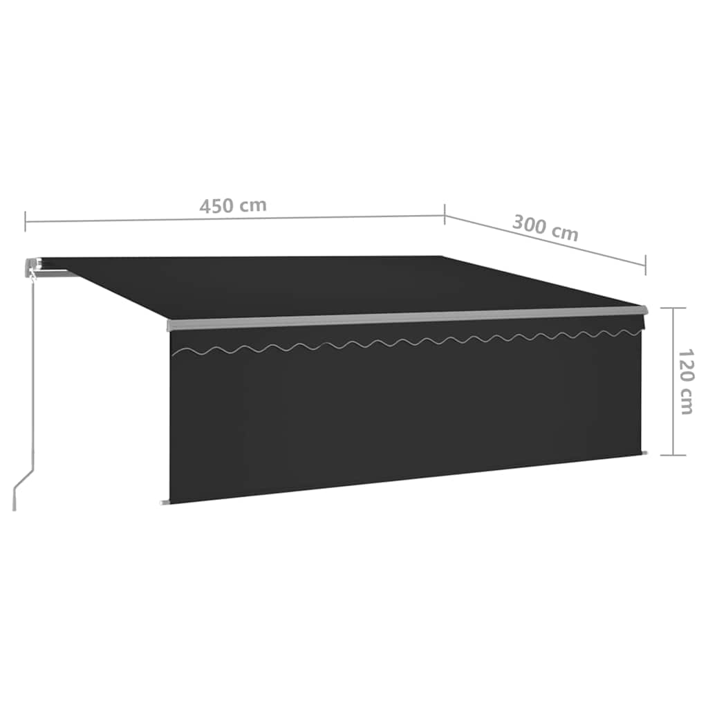 Manual Retractable Awning with Roller Blind & LED Lights 4.5 x 3 m Anthracite