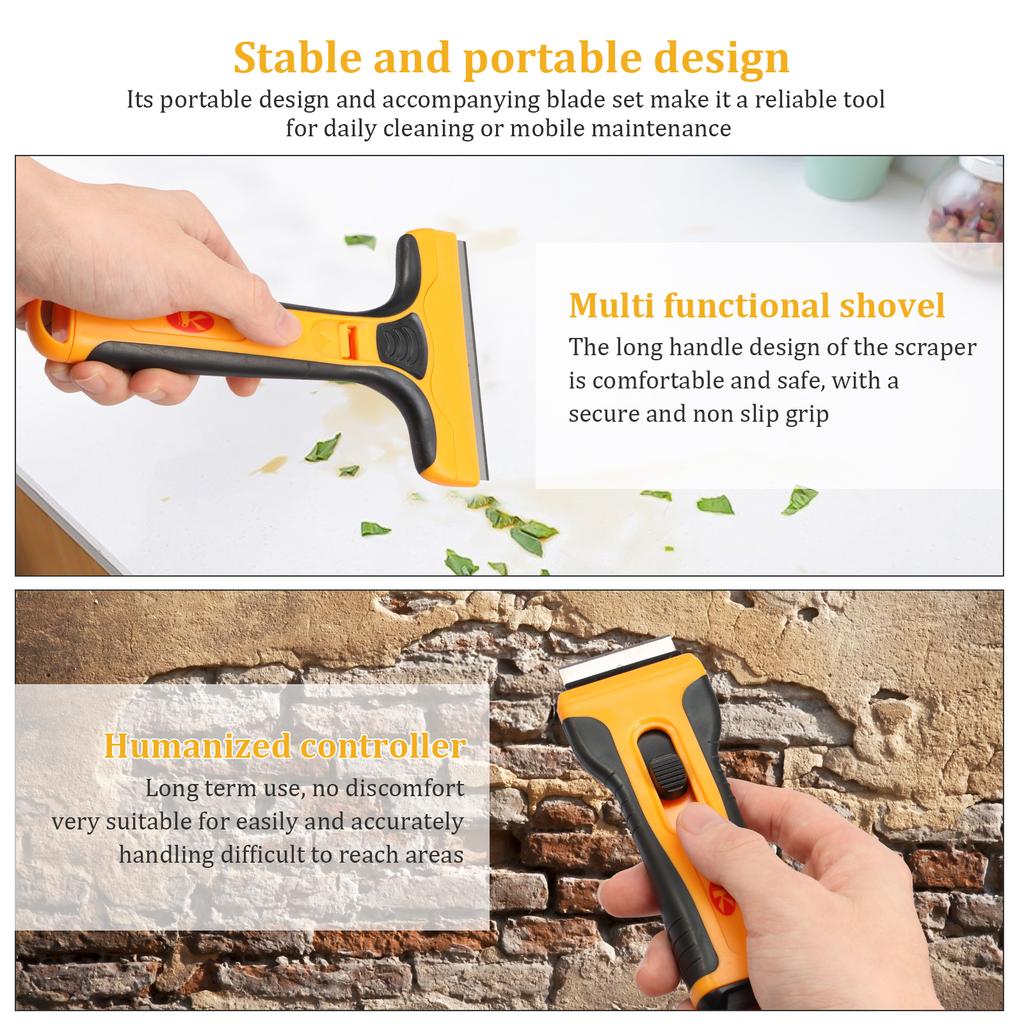 4 Pcs Cleaning Shovel Cutter Portable Paint Cleaning Knife with 40 Replacement SK5 Blade Glass Floor Tiles Scraper for Household