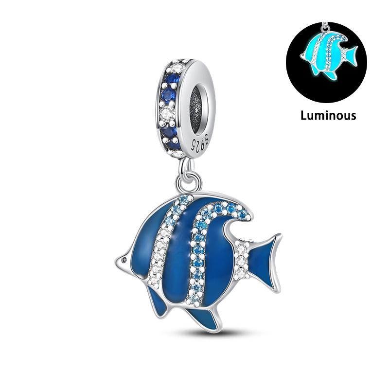 Summer 925  Silver Sailing Ship Lighthouse Luminous Ocean Series Charms Beads Fit Pan 925 Original Bracelets DIY Jewelry