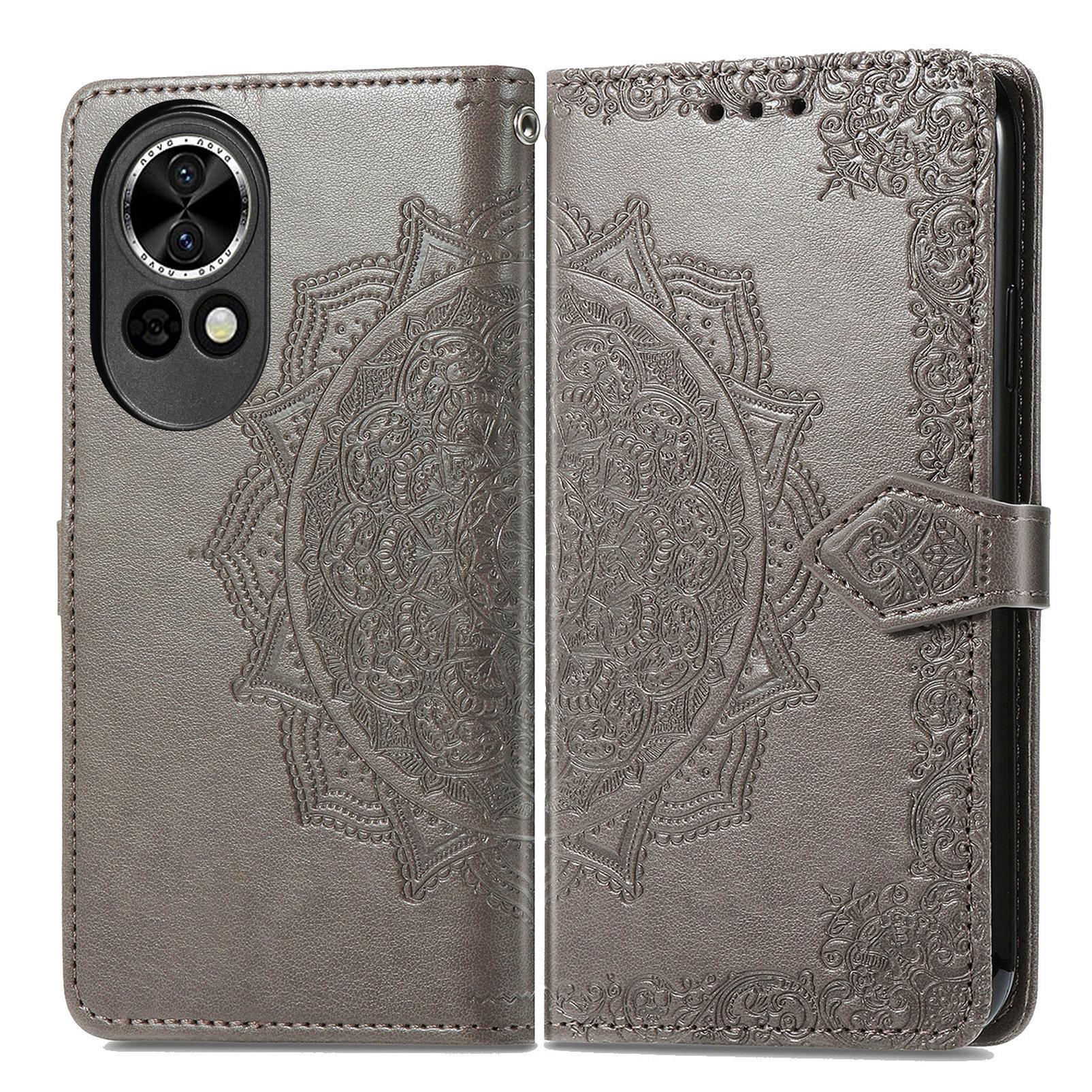

For Huawei nova 13 5G Wallet Case Mandala Flower Leather Phone Cover Stand Grey