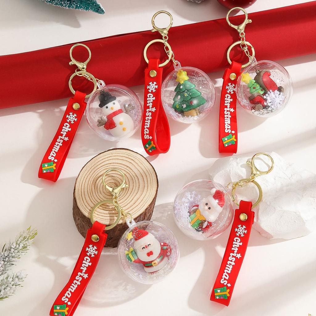 1PC Cartoon Ball Christmas Keychain Shake Music Key Chain Car Pendant School Bag Hanging Ornament Gift