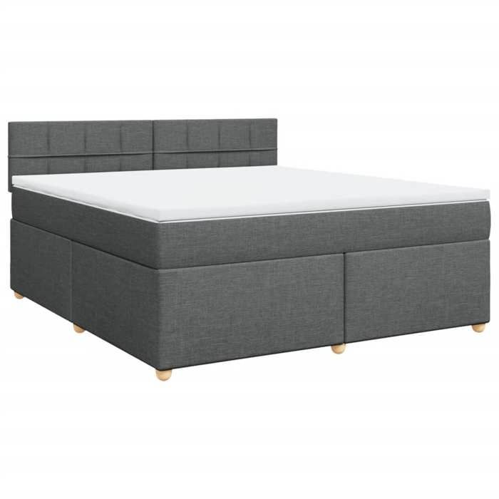 VidaXL Slat Bed Base with Mattress Dark Grey 180x200cm Fabric 3286760