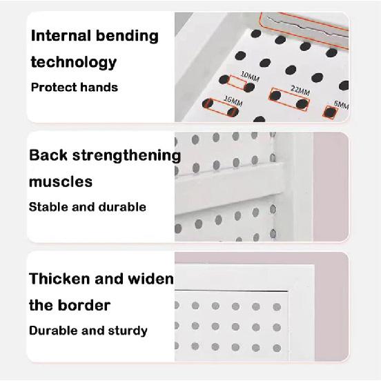 Metal Pegboard with Stand Movable Floor Standing Storage Rack Jewelry Hat Display Pegboard  Tools for Bedrooms Living Rooms and Kitchen