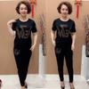 Western-style Mom Suit for Women in Summer, Butterfly Perm, Loose Age-reducing Short-sleeved Shirt, Casual Sports Suit