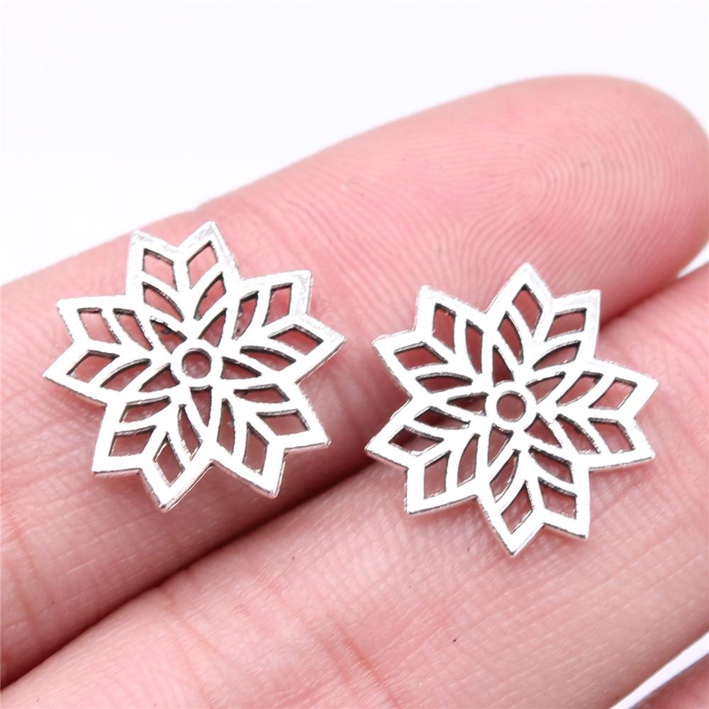 20 Stück Metall Zinklegierung Gemischte Größen Schneeflocken Anhänger Passend für Schmuck Weihnachtsanhänger Komponenten DIY Handgemachtes Basteln