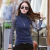 Korean Style Women's Slim Fit Purple Long Sleeve Lurex Base Layer Top