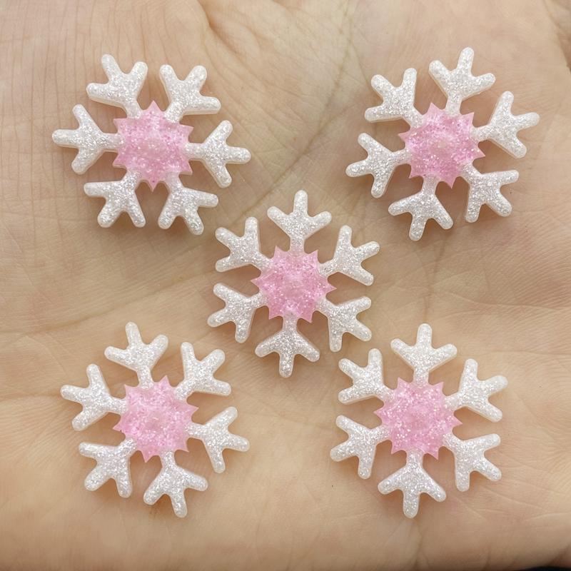 10PCS Merry Christmas Resin Shiny Snowflakes Flat Backs Craft Mini Xmas Decoration Supplies New Year Navidad