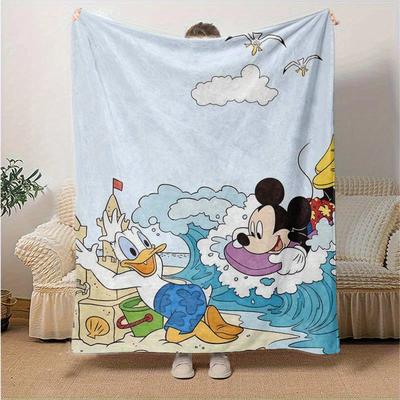1pc Mickey Mouse & Donald Duck Beach Blanket Disney Home Decor, Couch, Sofa, Bedroom, Living Room, Travel, Camping, Car, Outdoor Gift
