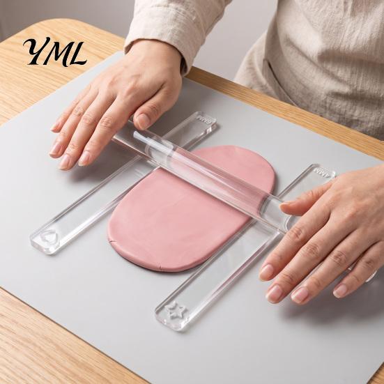 Polymer Clay Depth Guide 1 Pair Acrylic Guide, 2/3/4/5/6mm Pottery Rolling Pin Precision Guides Transparent Thickness Ruler for DIY Tools