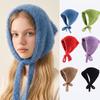Triangular Knitted Triangle Scarf Solid Color Turban Cute Earmuffs  Vacation