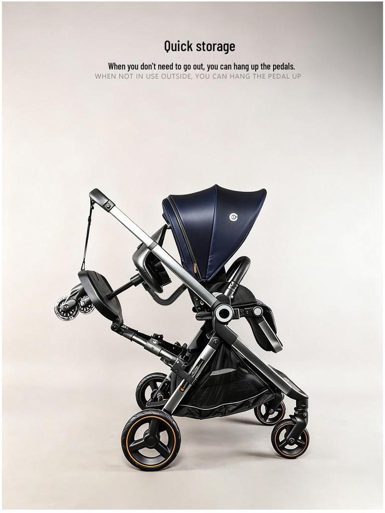 Convertible Two-Way Baby Stroller with Attachable Pedal and Shock-Absorbing Wheels