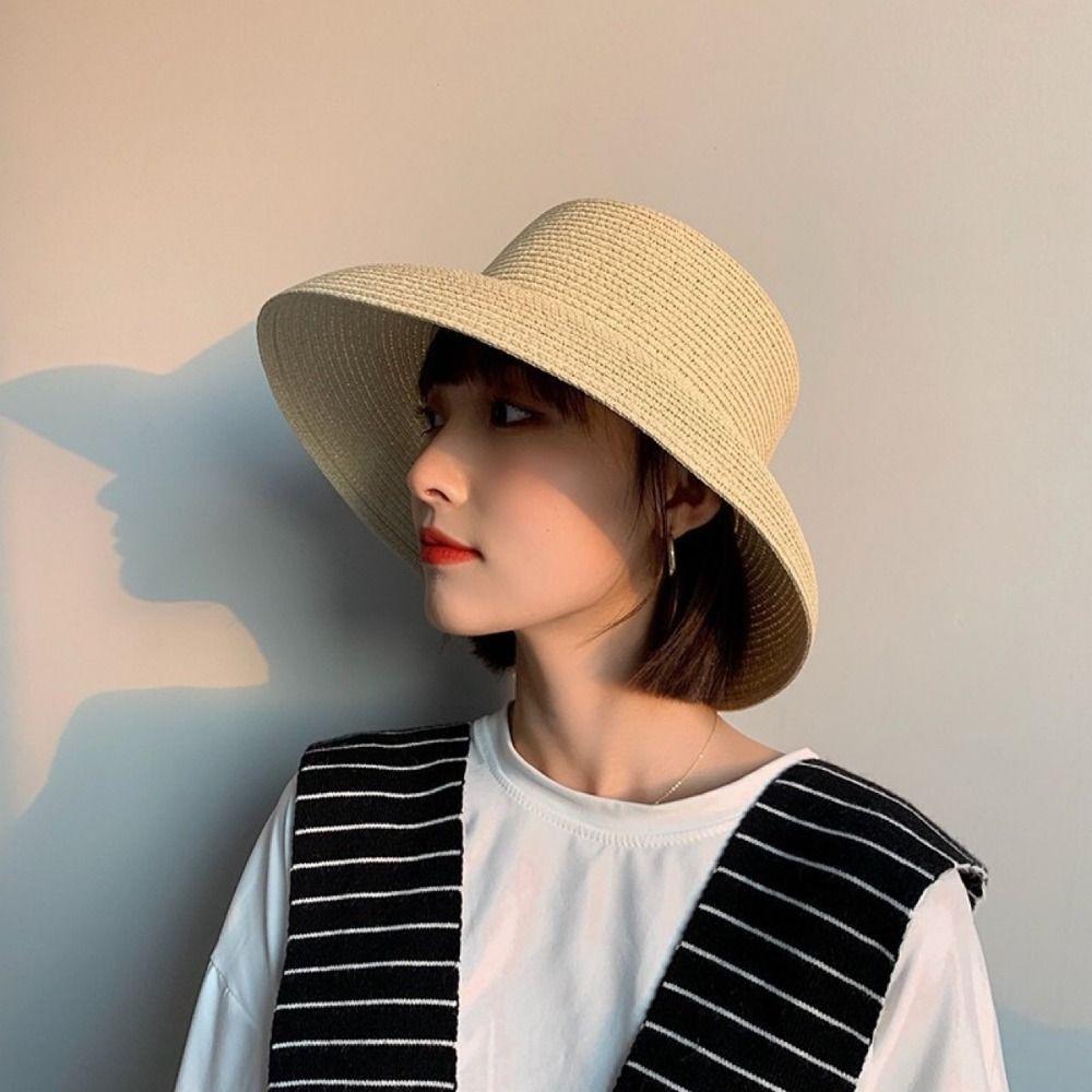 Boho Straw Hat Wide Brim UV Protection Cap Casual Women's Sun Hats Summer