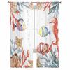 Marine Seabed Coral Starfish Shellfish Seahorses Bedroom Curtains Tulle Sheer Curtain Living Room Home Decor Voile Drapes