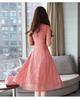Autumn Lace Slim Fit Solid Color Long-Sleeve Plus Size Dress for Women