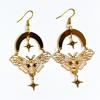 Gold & Silver Hollow Moth Pendant Earrings - Exquisite Retro Handmade Gift