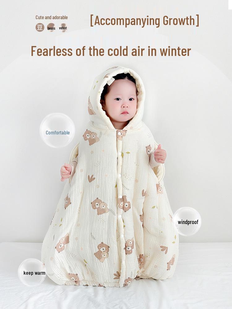 Baby Autumn & Winter Windproof Hooded Cape - Thick Warm Shawl for Outdoors