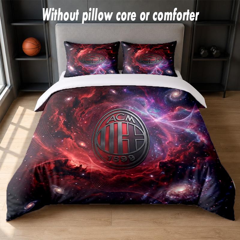 AC Milan Design Bed Bedding Set 1 Duvet Cover + 2 Pillowcases Soft Breathable Household Bed Linens