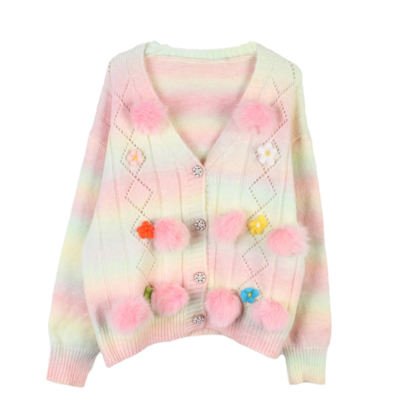 

Маленький осенне-зимний яркий вязаный кардиган - Мягкий, свободный, стройнящий свитер для молодежного образа S