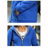 Women's Fleece Lined Hooded Jacket Thickened Autumn Winter Mid Length Coat Inner Fur Versatile Cardigan