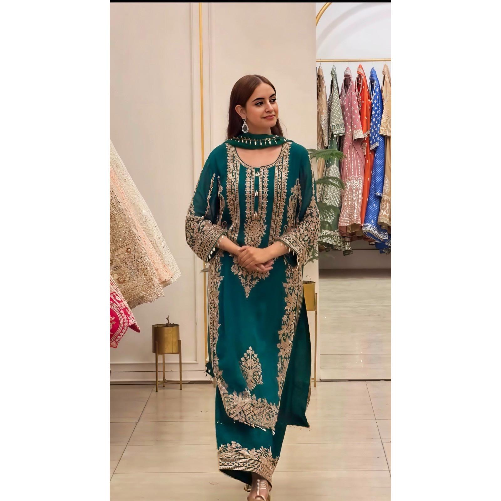 Faux Georgette Desigenr Salwar Kameez Indian Wedding Wear Ethnic Salwar Suit