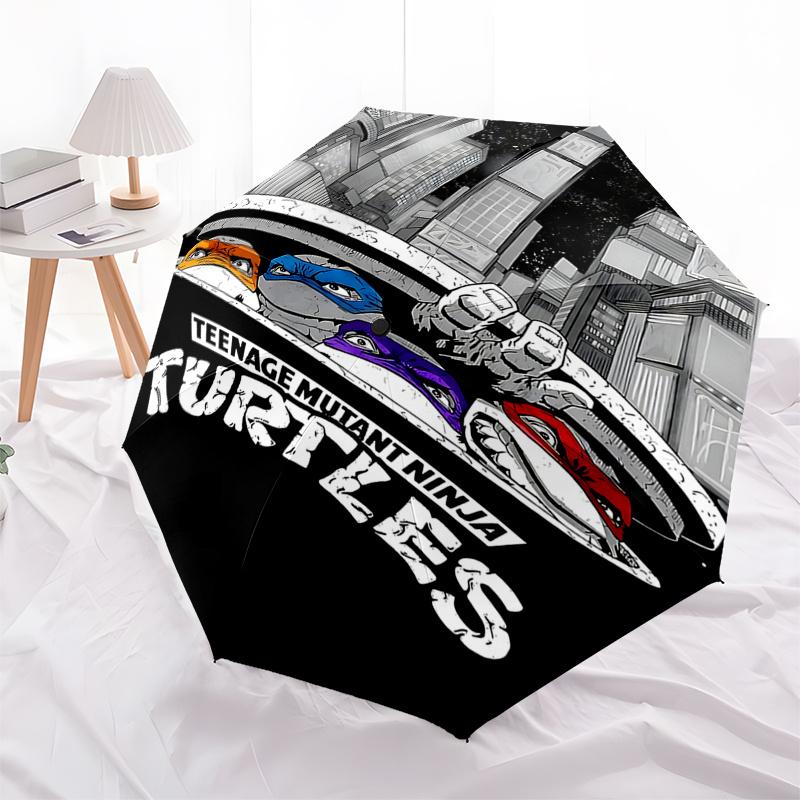 

Teenage Mutant Ninja Turtles Automatic Opening Folding Umbrella with 8-Bone Iron Frame - Portable and Durable for Fans, Travelers, and Every