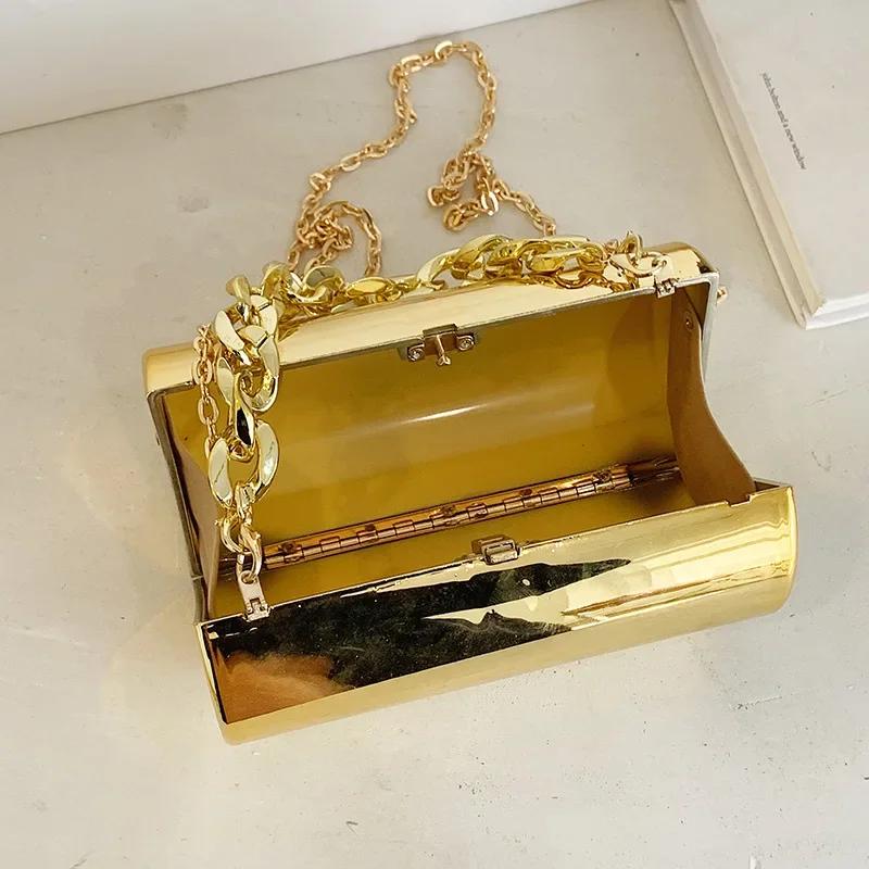Women's Handbag Bags For Women Party Clutches Cylinder Mini Evening Purse Crossbody Shoulder Bag Gold Box Clutch