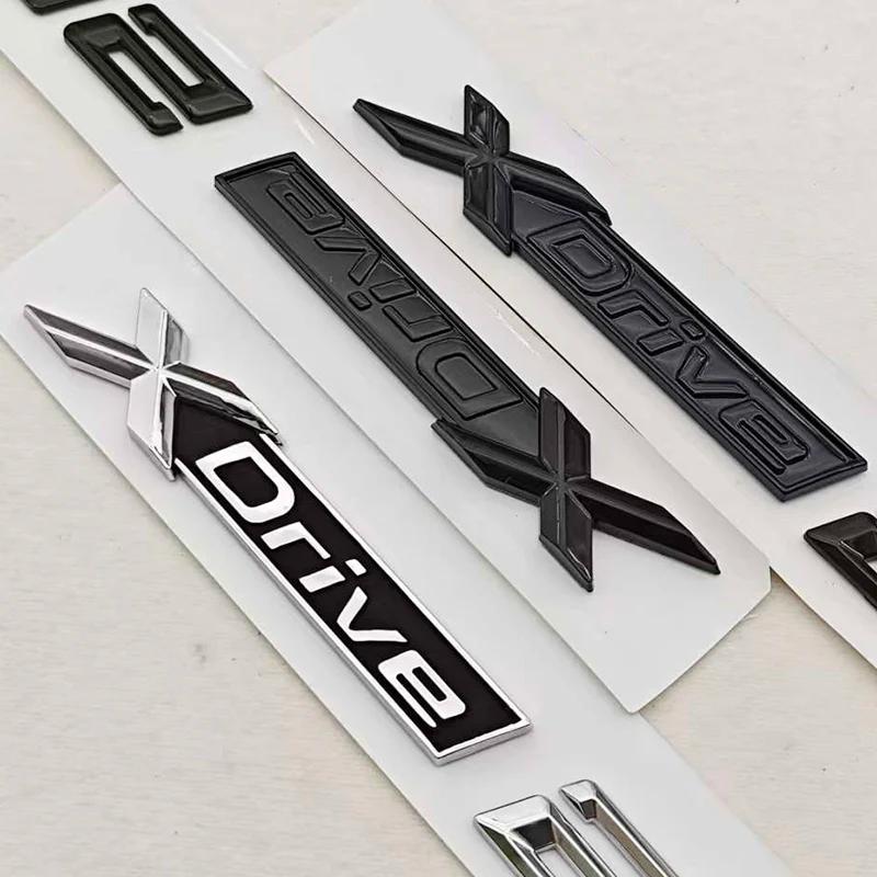 3D ABS Chrome Black Car Letters Logo XDrive 20i 20d Badge Rear Trunk Emblem Side Door Sticker Decals For BMW XDrive Accessories Af2
