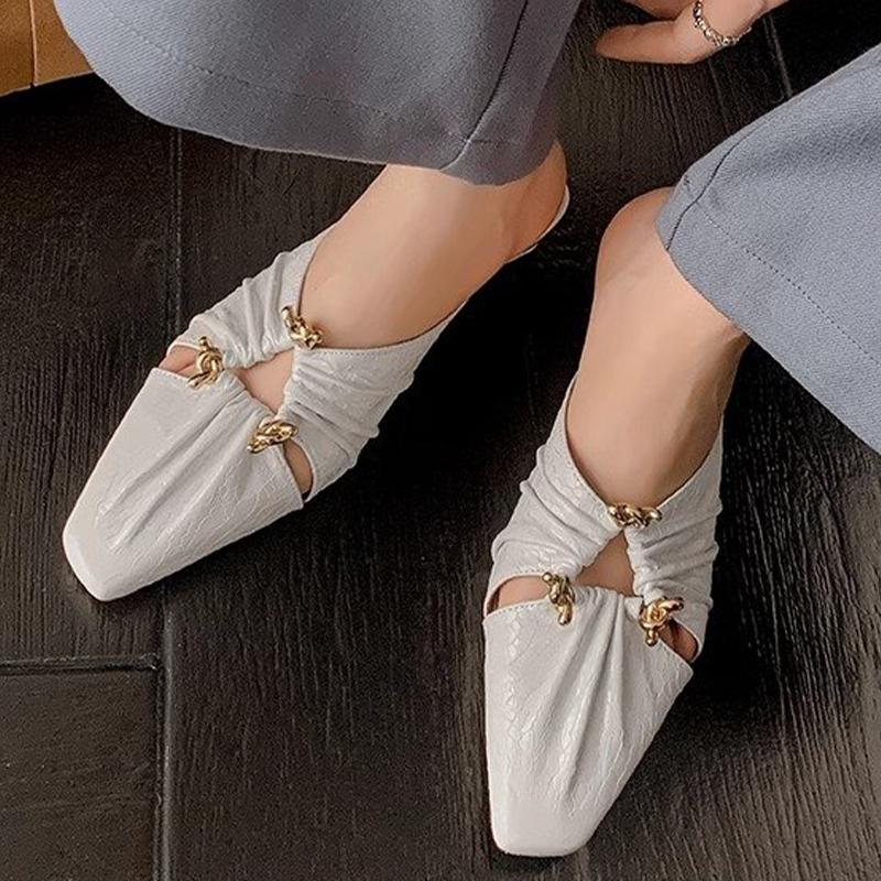 

Женские туфли-мюли с квадратным носком и массивным каблуком, летние сандалии на низком каблуке, элегантные шлепанцы для вечеринки, женские сандалии 40 покинуть белый