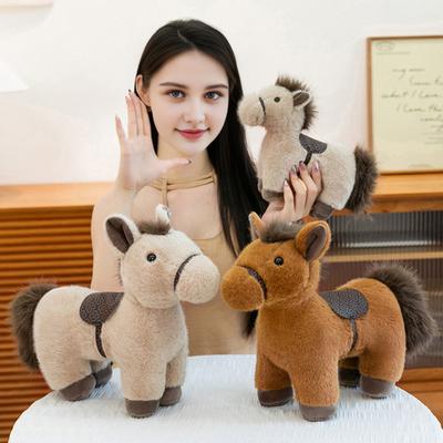 Horse Plush Doll Soft Stuffed Animal Toy Realistic Pony Desk Ornament Classic Birthday Gift for Children