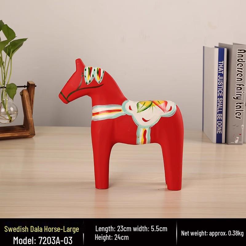 Hand-Painted Swedish Dala Horse Ornament Pair – Creative Wooden Craft for Weddings