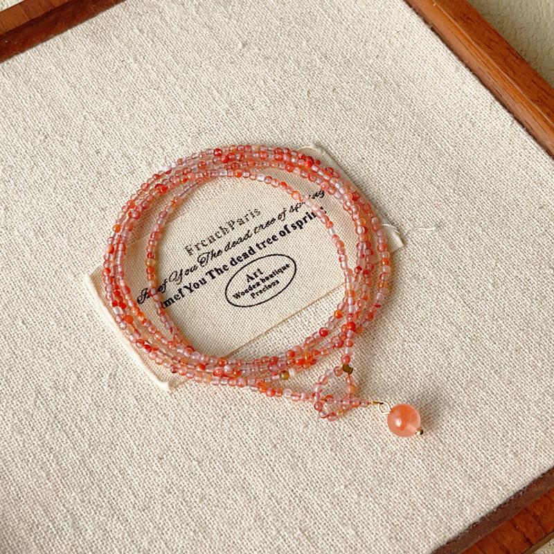 Natural Nanhong agate, four-circle multi-circle bracelet, necklace, design bracelet bracelet bracelet.