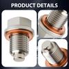 M14 X 1.5 Magnetic Stainless Steel Oil Drain Plug Sump Drain Nut Bolt with Copper Gasket Crush Washer Compatible with Most Ford, GM, Hyundai, KIA and