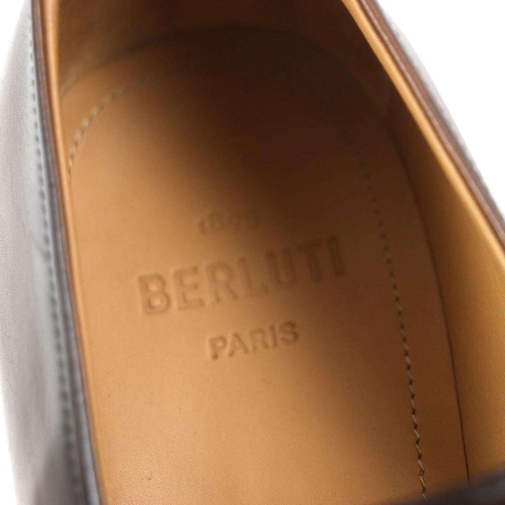 BERLUTI loafers Refret Patine U-tip Logo engraved Metal Brown leather mens 9.5 Used