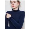 Ruffles Half High Neck Sweater Knitted Pullover Women's Long Sleeved Lace Long Sleeves Bottoming Shirt Commute Simple Casual Knitwear Autumn