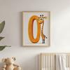 Poster Smiling Giraffe At The Letter "O Poster Smiling Giraffe At The Letter "O, 50X70 Cm, Unframed, Premium Canvas On Stretcher