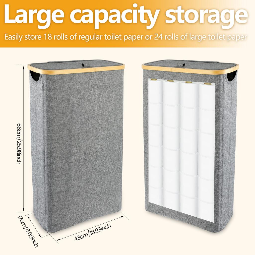 Bathroom Toilet Paper Basket Oxford Cloth with Lid Breathable Large Capacity Paper Roll Organizer Basket Dispenser