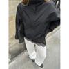 Autumn and Winter New Loose Drawstring Outdoor Jacket Design Sense White Black Stand-up Collar Trench Coat