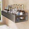 Gunmetal Wall Mount Bathroom Shelf With Antidrill Design For Shower And Toilet Storage