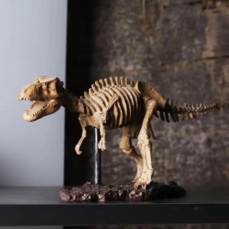 Aesthetic T-Rex Bones Figure Resin Tyrannosaurus Rex Fossil Statue Skeleton Dinosaur Sculpture Livingroom Decoration Accessories