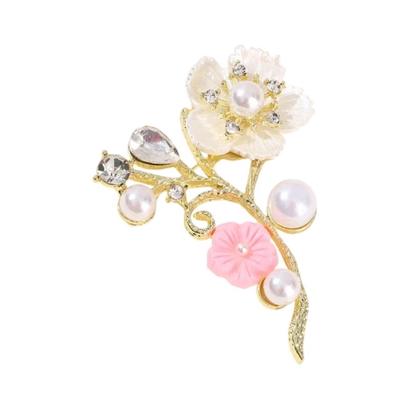 

Sparkling Crystal Zircon Flower Brooch Elegant Floral Design Lightweight For Women Party Wedding Accessories
