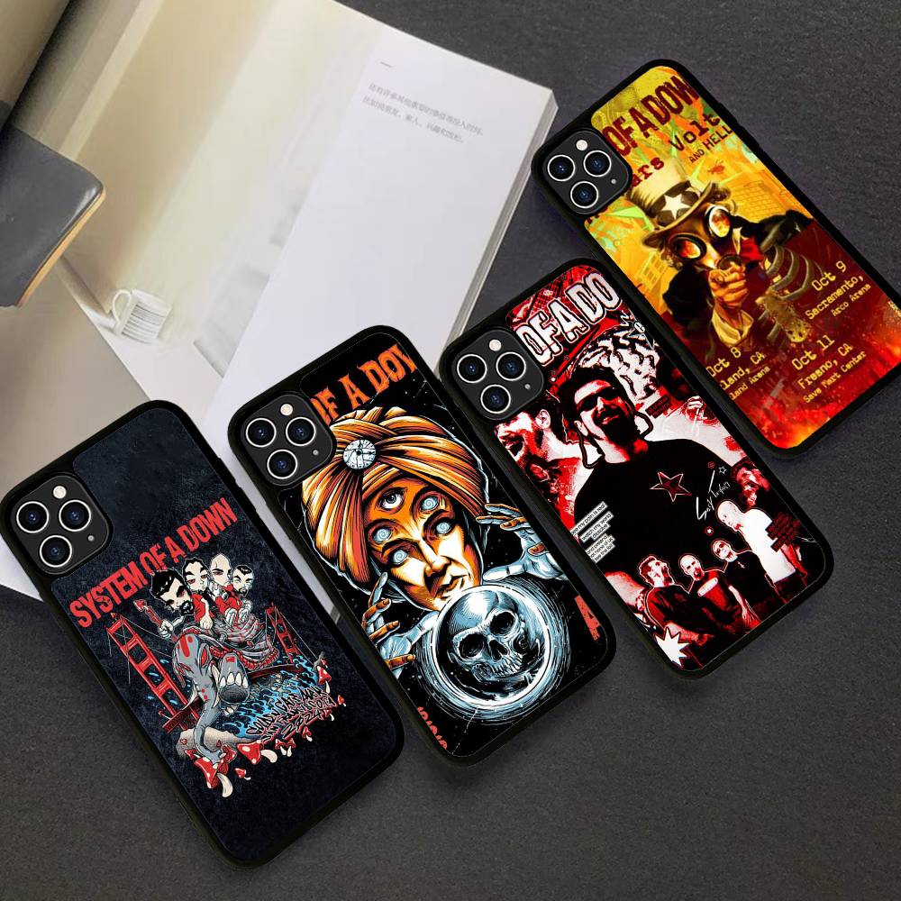 Metal Band System Of A Down PC+TPU Phone Case For IPhone 17 16 15 14 13 12 11 Pro Max Plus Kawaii Cartoon Cover