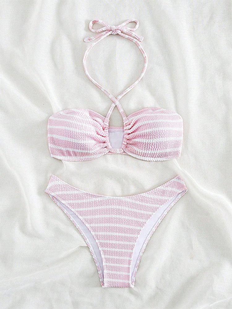 2025 European & American Striped Three-Point Bikini - Sexy Women's Summer Swimwear