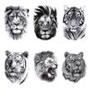 3D Realistische Tiger Löwe Temporäre Tattoos 6 Blätter Wasserdicht Unterarm Transfer Fake Tattoo Aufkleber Körperkunst Großes Tattoo