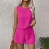 Women's Summer Solid Colour Vest Sleeveless Top Shorts Set