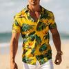 Men's Tropical Floral Print Short Sleeve Shirt, Spring Summer Cool Vacation