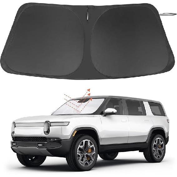 TINGLU Sun Shade For Tesla Model X Tesla X 2016-2024 2025 Accessories Windshield Sun Shade Window Shade UV Rays Protection Sun Visor Cover With