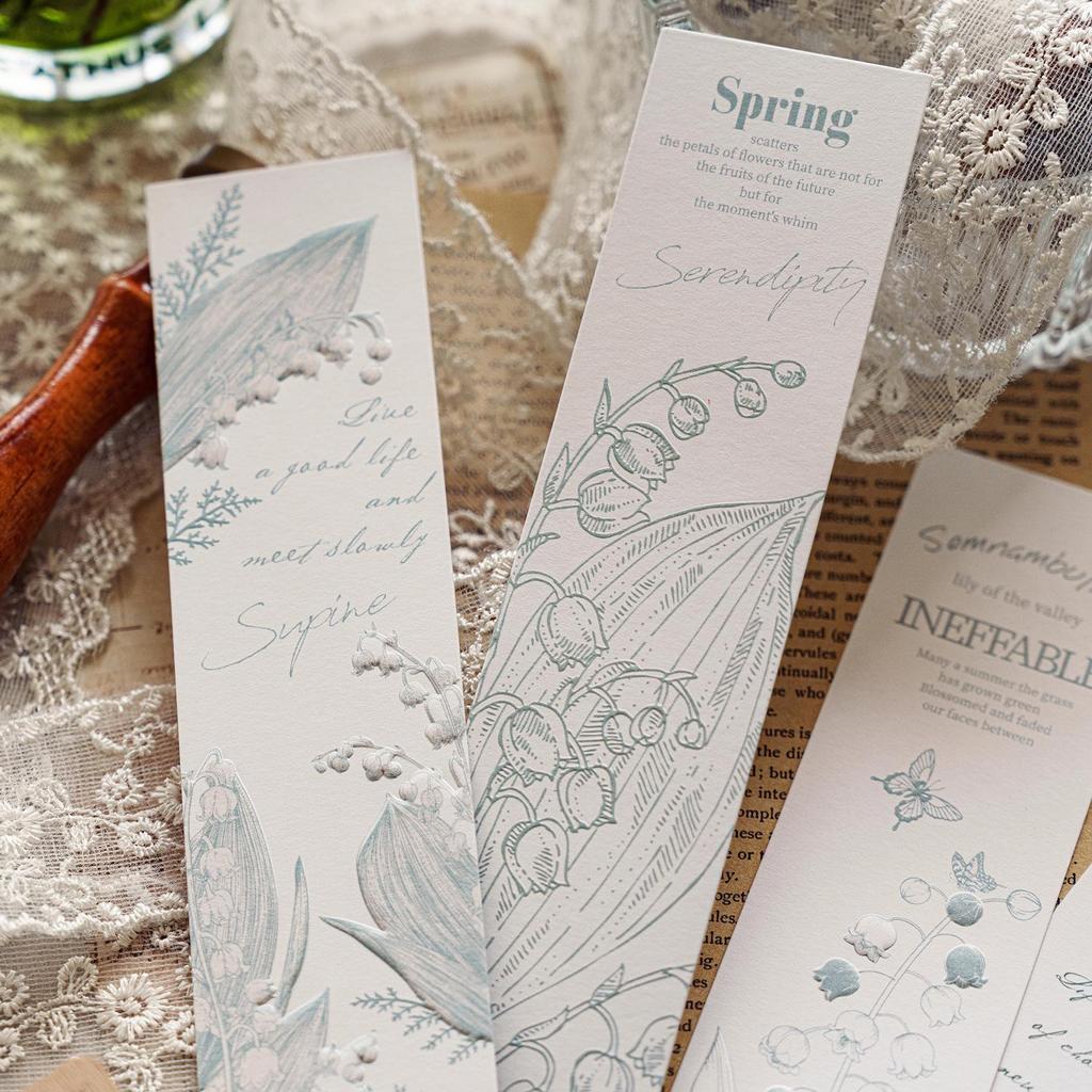 Embossed Lily of the Valley Bookmarks - Artistic Journal Clips