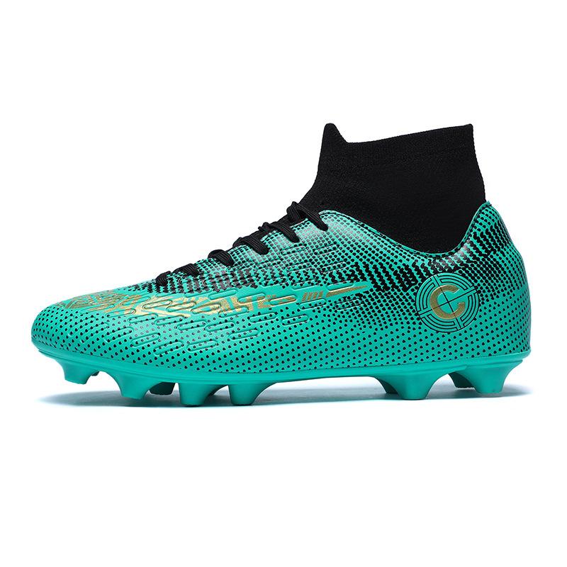 Football shoes large size high top men's children's broken nail shoes leather surface long nail glue large size youth sports shoes