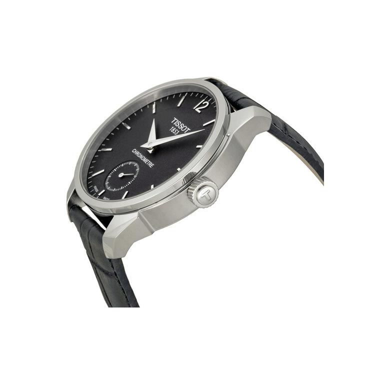 TISSOT Tencel Collection Mechanical Movement Men's Watch 43mm Black Dial Stainless Steel Case Leather Strap T070.406.16.057.00